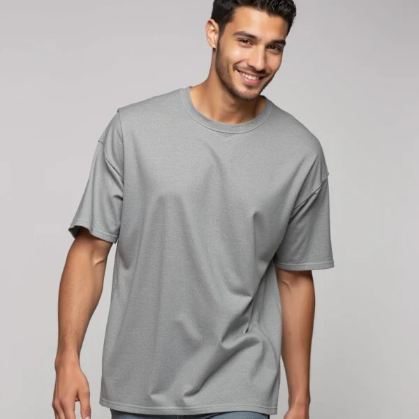 Gray Drop Shoulder Oversized T-Shirt